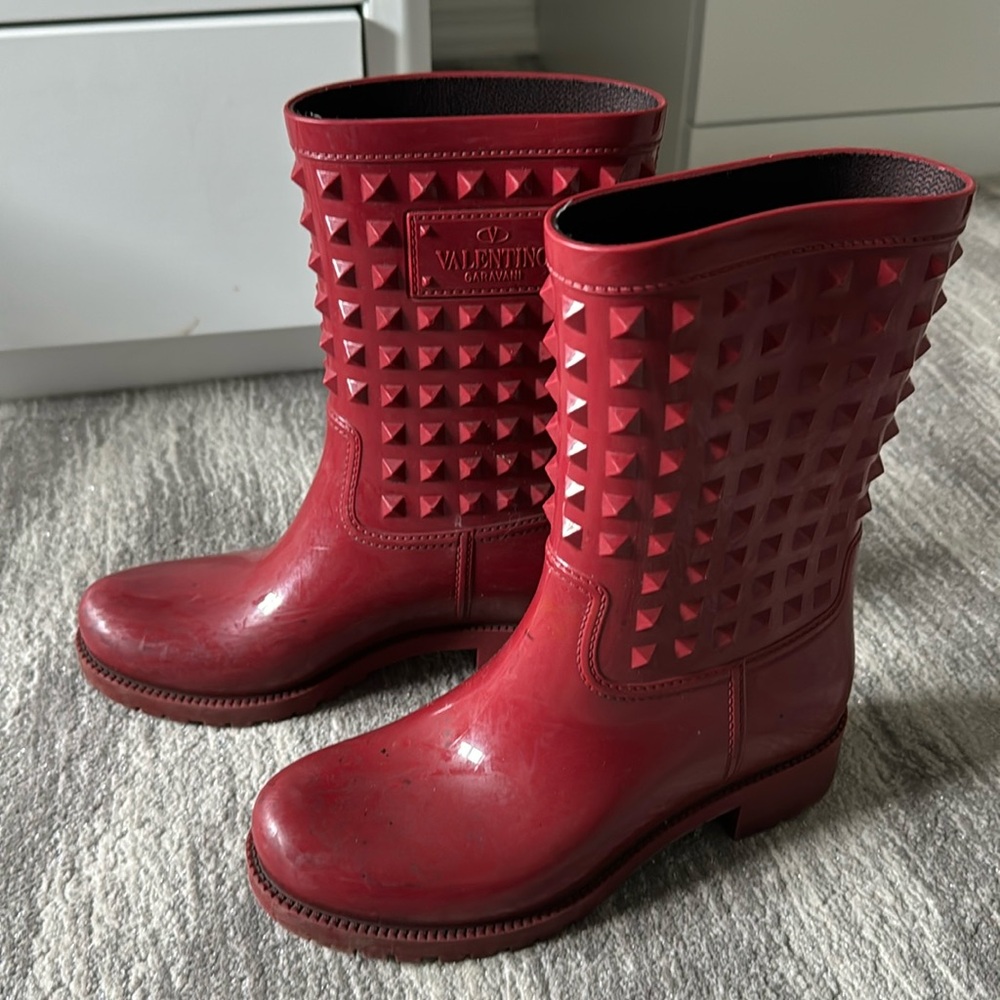 Valentino burgundy rain boots, size 36